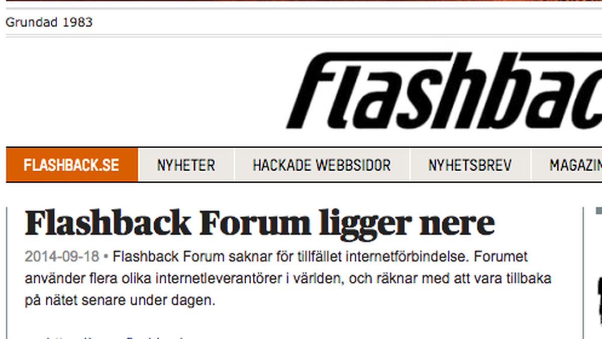 Nyheten på flashback.se.
